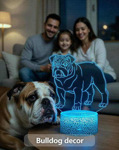 Bulldog Night Light, 16 Colors Changing Dimmable with Remote, Bulldog Memorial Gifts for Loss of Dog, Bulldogs Lamp Home Room Office Decoration
