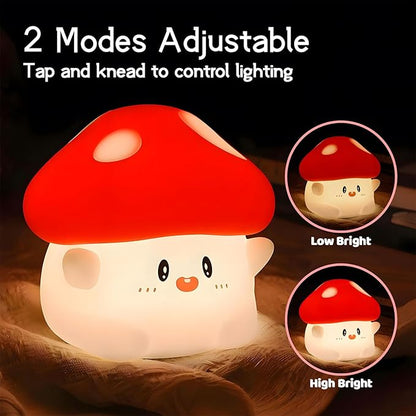 Mushroom Night Light Color Changing, 50Hrs Mushroom Lamp, Tap Control 2 Brightness & Timer, Rechargeable Squishy Night Lamp for Kids Adults, [Mothers Day Gifts]