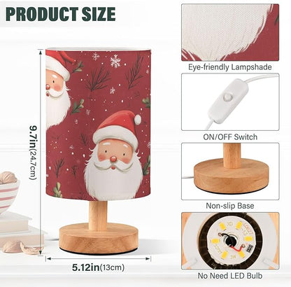 Bedside Table Lamp Christmas Santa Snowflake Nightstand Lamp with Wood Desk Lamps for Bedroom Living Room Nursery Office Home Decor