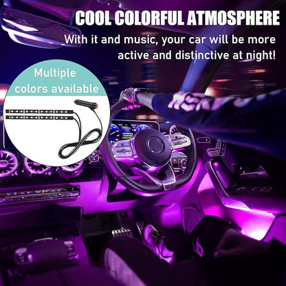 Yourkar Car LED Strip Light, 24 LED Interior Under Dash Atmosphere Lights with Cigarette Lighter, Vehicle Decor Lamp Ambient Night Light Strip Lighting, Universal Car Accessories (Pink Purple)