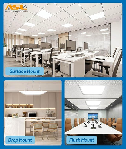 Allsmartlife 2x2FT LED Flat Panel Ceiling Light 1-Pack, 40W/4998Lumens Triac Dimmable, 5CCT 3000K-3800K-4500K-5200K-6000K, IP42, Back-Lit Drop Ceiling Light Fixtures, ETL