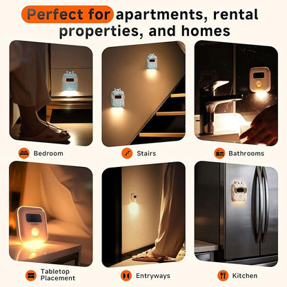 Light-Powered Motion Sensor Night Light, Magnetic Wall Mount/Tabletop, Auto On/Off, 3000K Warm White for Bedroom, Hallway, Bathroom, Kids Room, Best Thoughtful Gift for Holiday & Birthday
