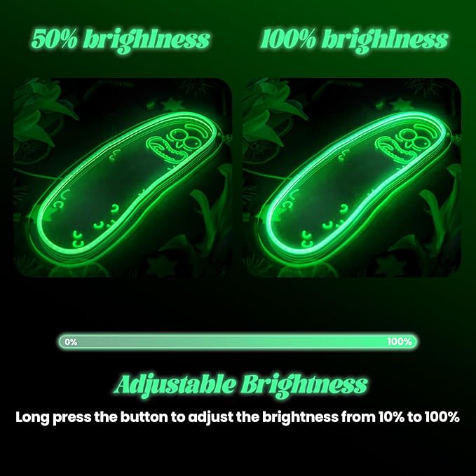 Cartoon Pickle LED neon Sign for Wall Decoration, Anime neon Light Sign for Man cave Decor, Christmas Ornament, Party and Game Room Decoration, Dimmable Dill neon Sign USB Power (Green L)
