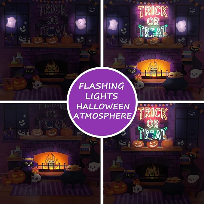 Halloween card，with light and music, 3D pop-up for blowing stove, music playing 'happy halloween' - Blessings, for Kids, Friend, Halloween cardirlfriend, Husband, Him, Women impresses (Purple)