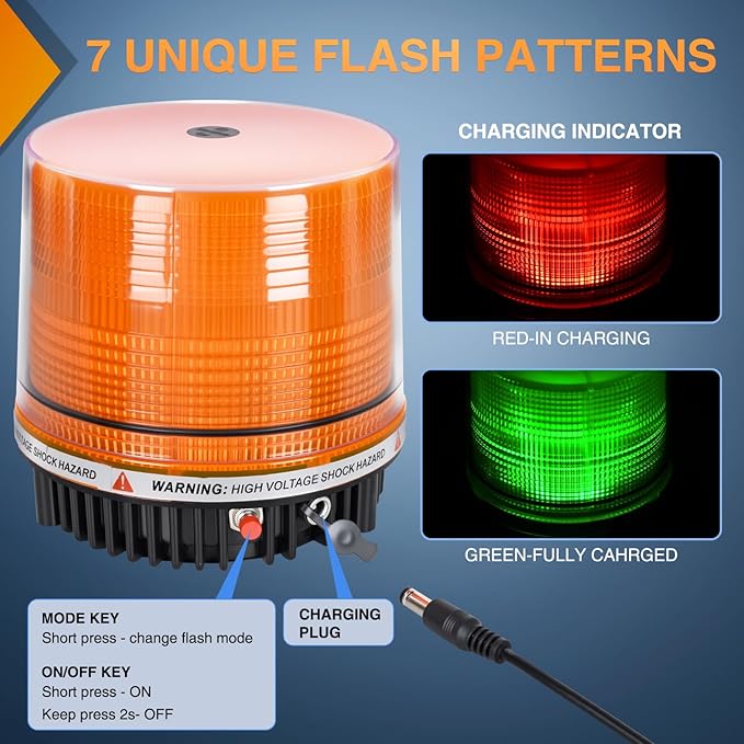 Nilight 18LED Strobe Lights Amber Wireless Rotating Emergency Safety Flashing Beacon Light with Magnetic Base Mount and Two Types of Plugs for Vehicle UTV Truck Forklift Tractor Snow Plow