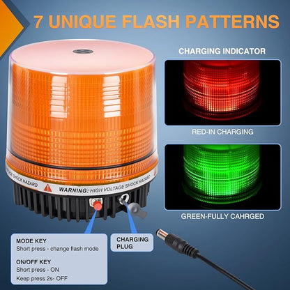 Nilight 18LED Strobe Lights Amber Wireless Rotating Emergency Safety Flashing Beacon Light with Magnetic Base Mount and Two Types of Plugs for Vehicle UTV Truck Forklift Tractor Snow Plow