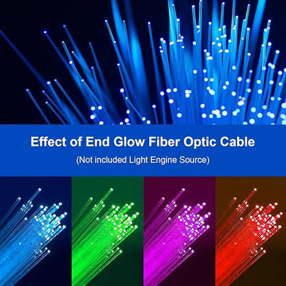 AZIMOM PMMA Plastic Mixed 375pcs 9.8ft Fiber Optic Cable Strands 0.03in/0.04/0.06in End Glow Roll Bunch Fiber String for Star Sky Roof Ceiling Decoration All Kind LED Light Engine Driver