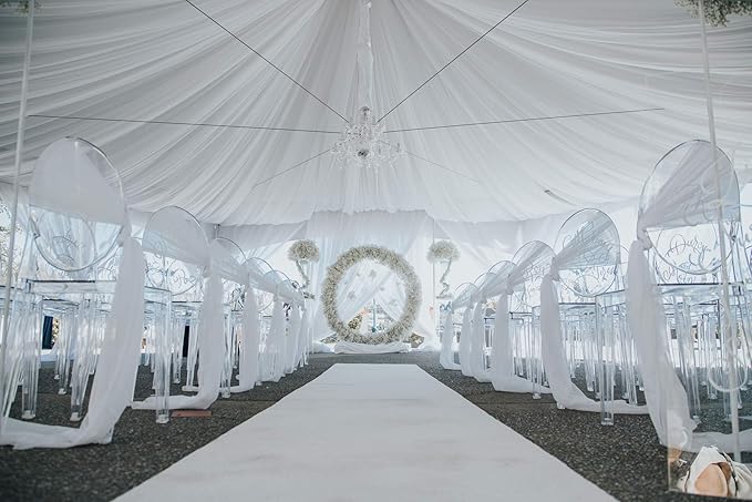AK TRADING CO. 120" Wide (10ft Wide) X 120 Yards Roll - Sheer Voile Chiffon Fabric - Perfect for Draping Panels and Masking for Weddings, Parties & Events, Tent Draping - White