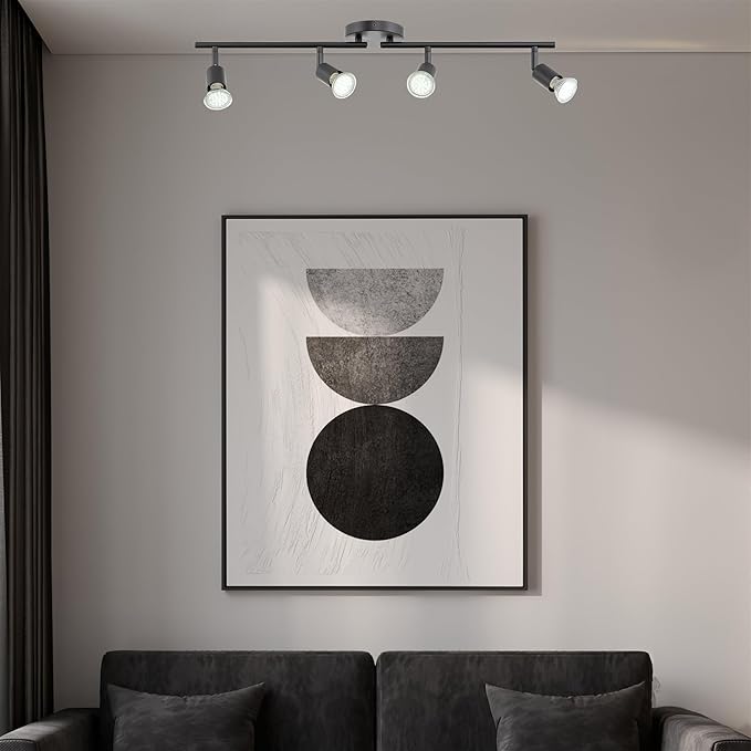 Kira Home Langford 27" Modern 4-Light Directional Track Wall/Ceiling Light + 4W LED Bulbs, Adjustable Heads, Black Finish