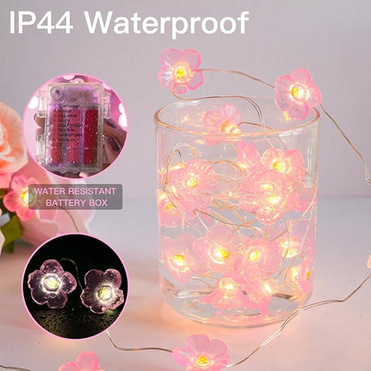 suddus Cherry Blossom Lights, 12.8 ft 40 LED Flower String Lights Battery Operated with Remote, Pink Fairy Light for Bedroom, Holiday, Party, Indoor,Christmas