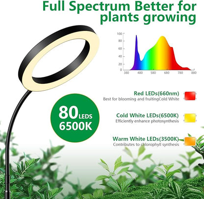 3 Packs LPMZMBL Full Spectrum Grow Light for Indoor Plants, 80 LEDs Each Plant Growing Lamp with 6/12/16H Timer,for Seedlings, Succulents, Shelves, Greenhouse (B3)