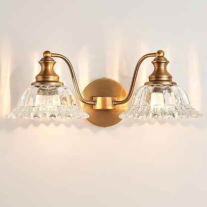 XIEDUN Bathroom Vanity Lights Over Mirror Vintage Bathroom Light Fixtures 2 Light Brass Vanity Lights for Vanity Lighting Fixtures