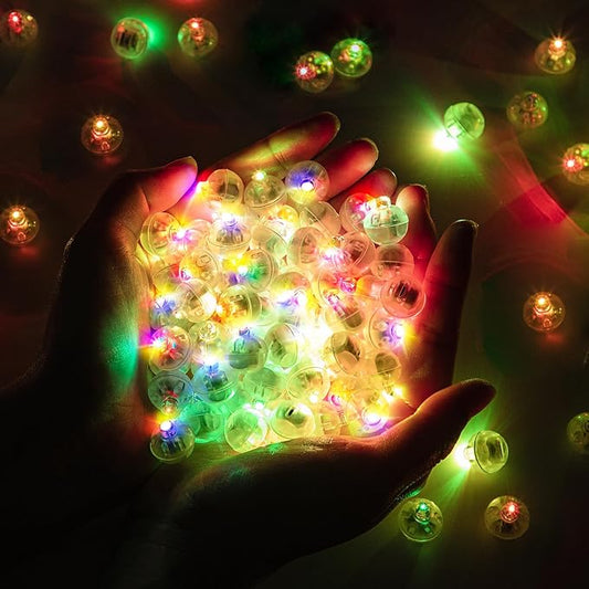 100pcs Balloon Lights,Round LED Ball Lamp for Latex Balloon Paper Lantern Party Wedding Festival Christmas Halloween Decorative，Long Standby Time Waterpro of Mini Light (Multicolor)
