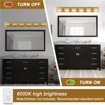 IZORRO LED Modern Bathroom Lights Fixtures(8-Light,Dimmable,360°Rotate),Brushed Glod Acrylic Wall Lighting,Vanity Lights for Bathroom Over Mirror - 6000k 48In （No Assembly Required）