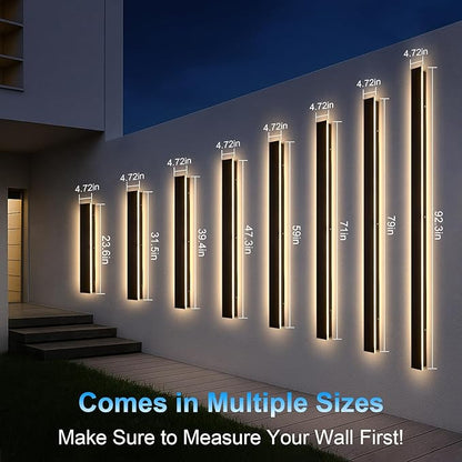 Modern Outdoor Wall Lights - 2pack 39inch Dimmable Black Exterior Light Fixtures Wall, Porch Lights Outdoor Wall Sconce, Patio Long Strip Wall Light Fixtur Outside for Garage, House(4.72 Inch Wide)