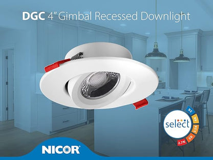 DGC 4-inch White Selectable Canless Adjustable Gimbal LED Recessed Downlight (DGC43120SRDWH)