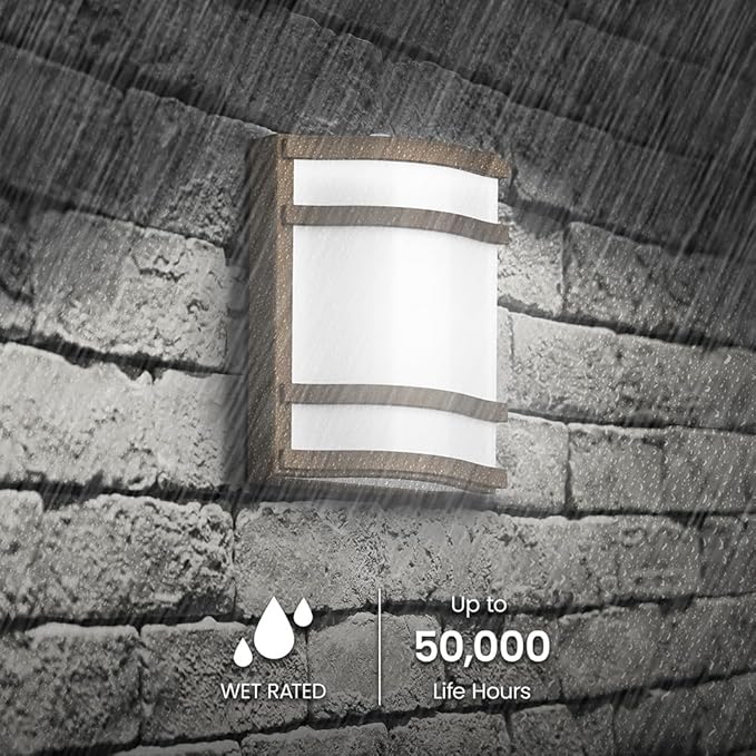 Feit Electric Decorative Outdoor Wall Light, 1900 Lumens, 4000K Bright White, Dusk-to-Dawn Photocell Sensor, Weather-Resistant LED Exterior Wall Sconce, Half-Moon Design, S10.5WM/840/BZ