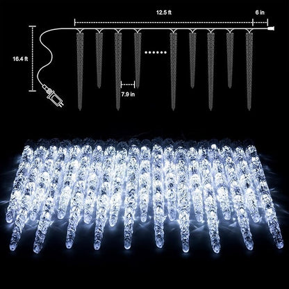 Brightown Icicle Lights Outdoor 20ft with Remote - 20 Tubes 100 LED Icicle Christmas Lights, Waterproof Icicle Indoor Decoration for Tree Patio Roof Holiday Decor, Warm White