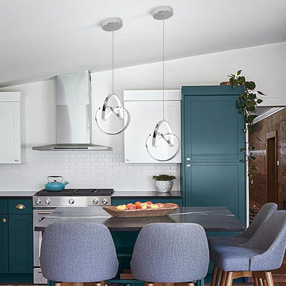 Modern LED Pendant Light Fixtures 5500K Pendant Lights Kitchen Island Lighting Adjustable Height Chrome Hanging Lamp for Dining Room Bedroom Living Room,3 Packs