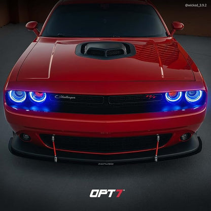 OPT7 Aura Halo Accent Lights for 2008-2023 Dodge Challenger with Remote Control, 12" Multi-Color LED Strip, Car Neon Lighting Kit