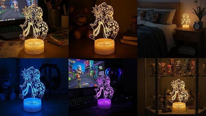 3D Illusion Night Light LED Lamp with Remote Control 16 Color Changing Visual Bedroom Decoration (Smiles 2)