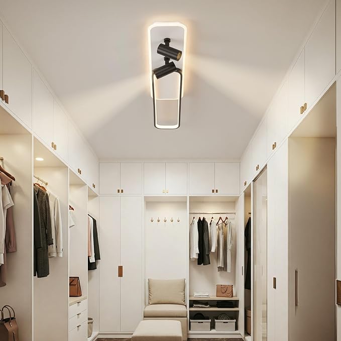 EIDISUNY Modern LED Ceiling Light Remote Control, 39.3in Linear Ceiling Light with 2 Adjustable Spotlights 65W, Dimmable 3CCT, Long Ceiling Light Fixture for Bedroom Kitchen Living Room