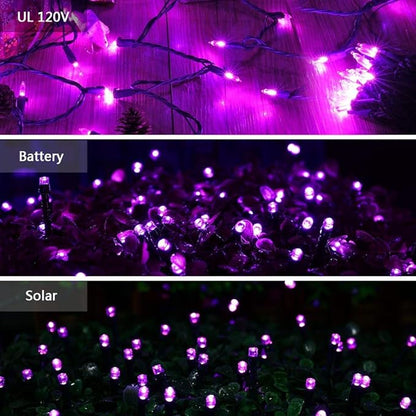Brizled Purple String Lights, 33ft 100 LED Christmas Lights Outdoor, Connectable Purple String Light 120V UL Certified Christmas Tree Light, Indoor Xmas Light for Xmas Tree Easter Halloween Party Home