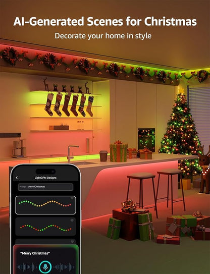 Lepro S1 AI LED Strip Lights for Bedroom - 100ft(2 Rolls of 50ft) Smart RGB Light Strips with IC and Rainbow Chasing Effects, Color Segment DIY, APP Control, No Remote, 2.4G Wi-Fi Only & Bluetooth