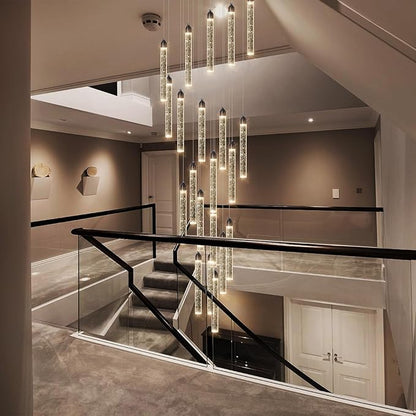 20-Lights Chandelier LED Dimmable Chandeliers for Entryway Flush Mount Ceiling Pendant Light Fixture Crystal Chandeliers for Living Room Black Finished Lighting Modern 156in High Ceiling Chandelier