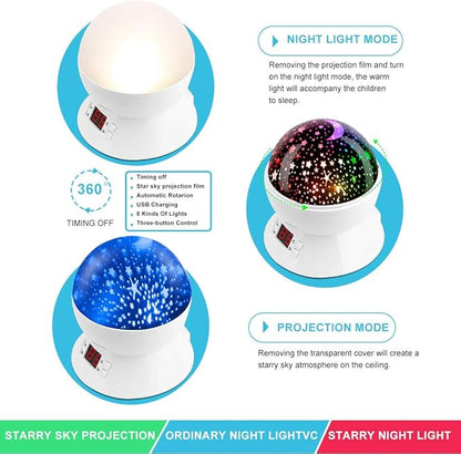 Kids Star Projector Night Light, Star Night Light Projector for Kids, Ceiling Stars Projection Lamp with Timer, 360° Rotating Night Light for Bedroom, Birthday Gift for 3 4 5 Year Old Girls Boys