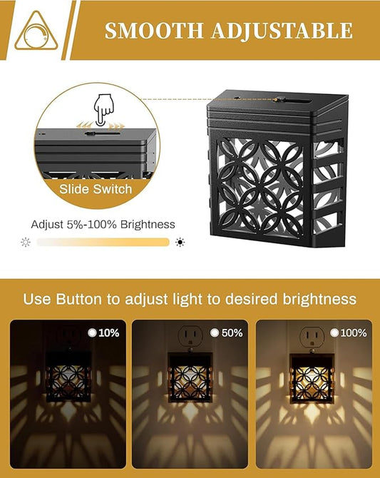 DORESshop Plug in Night Light [4 Pack], Night Lights Plug Into Wall, Dusk to Dawn Sensor, Adjustable Brightness, Decorative Nightlight for Bathroom, Hallway, Stairway, Soft White