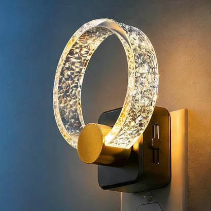 DORESshop LED Night Lights Plug Into Wall，Acrylic Decorative Night Light with Dusk-to-Dawn Sensor, Dimmable Nightlights, Adjustable Brightness for Bathroom, Hallway, Bedroom,Kids Room,Soft White