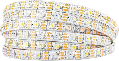 BTF-LIGHTING RGBW RGB+Cool White SK6812 (Similar WS2812B) 4 Colors in 1 LED Strip Individually Addressable 16.4ft 60Pixel/m 300LED Light Dream Color IP65 DC5V White PCB (No Adapter or Controller)