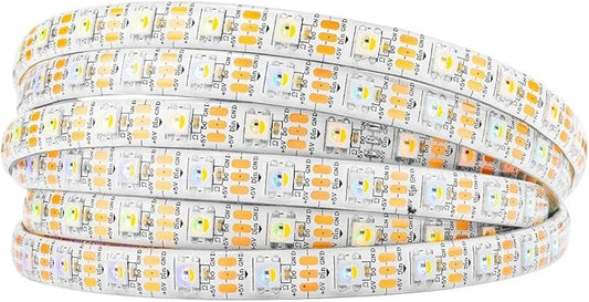 BTF-LIGHTING RGBW RGB+Cool White SK6812 (Similar WS2812B) 4 Colors in 1 LED Strip Individually Addressable 16.4ft 60Pixel/m 300LED Light Dream Color IP65 DC5V White PCB (No Adapter or Controller)