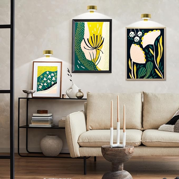 6Pack Picture Light Wireless Wall Painting Light 3 Lighting Art Display, Brightness Dimmable Timer Auto-OFF, Remote Control Battery Light Indoor for Pictures Paintings Frames Dartboards Gallery