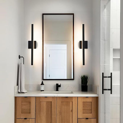 KAISITE Modern Black Bathroom Light - 24 inch Dimmable 5CCT LED Bar Vanity Light Over Mirror