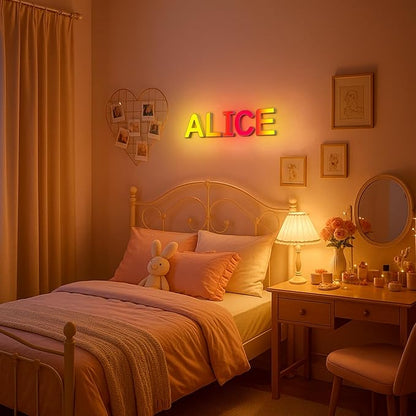 OJQ Light Up Letters Led Lights- Marquee Letters for Boy Girl Gift Room Decor Wall Lights - Music Sync Color Change Colorful, Birthday Gifts for Girl, Teen Girls Gifts Home Wall Decor