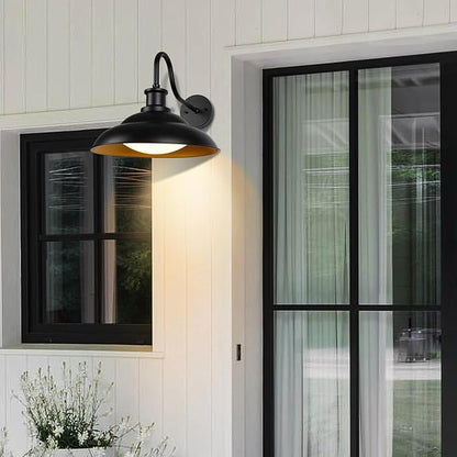 Outdoor LED Barn Lights, 16 Inch Large Farmhouse Exterior Wall Mount Light with 5 Color Temperatures Industrial Black Porch Light Outside for Garage Doorway, 2 Pack