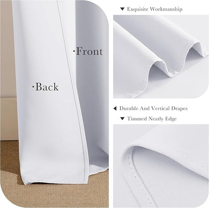 PONY DANCE Black Out Curtains for Bedroom 54 inch Length 2 Panels Set, Thermal Insulated Room Darkening Window Drapes for Living Room, Grommet Top (W34 x L54 Inch, Pure White)