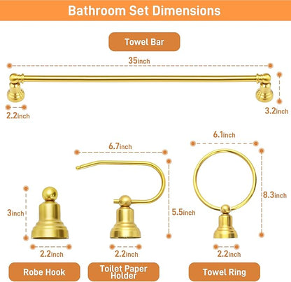 hykolity 3-Light Bathroom Vanity Light, 5-Piece All-in-One Bathroom Set, 20 Inch Modern Wall Lamp, Gold Wall Sconces with Clear Glass Shade, Wall Lights for Bedroom, Living Room, Bathroom Mirror