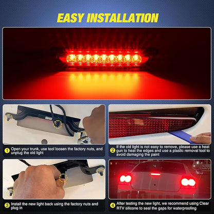 Nilight Third Brake Light Tail High Mount 3rd Stop Lights Smoked Lens Compatible with Dodge Charger 2006 2007 2008 2009 2010 Car Rear Center Cab Lamp