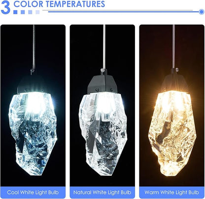 Black Crystal Pendant Light with Prism Crystals and LED Enhance Kitchen Island, Bathroom, Bedroom, and Bar Ambiance