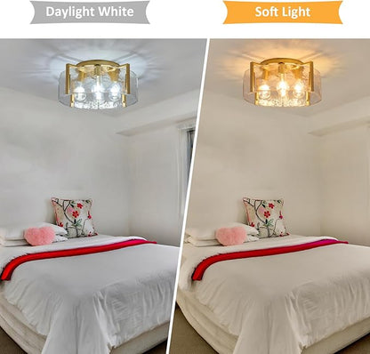 Semi Flush Mount Ceiling Light Fixture, 4-Light Gold Modern Hallway Light Fixtures Ceiling Mount, Foyer Kitchen Lighting Fixtures Ceiling Lights for Bedroom Entryway Bathroom Laundry Room