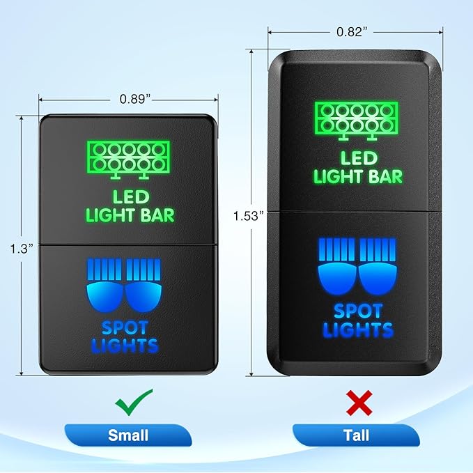 Nilight LED Light Bar & Sport Lights Dual Push Button Switch 12V ON Off Switches with Connector Wire Kit 1.28" x 0.87" Replacement for Toyota Sequoia Highlander Tacoma Tundra 4Runner RAVR Yaris