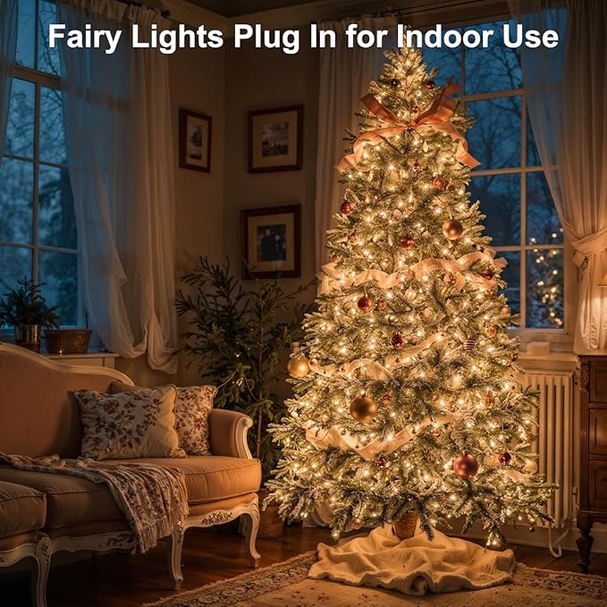 200FT 600LEDs Christmas Lights Plug in,Outdoor Indoor Fairy Lights with Timer and 8 Modes,Christmas Tree Lights for Garden Party Wedding Christmas Decoration(Warm White)