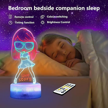 Girls Gifts, Singing Girl Birthday Gift, Cool 3D Night Light for Music Fans Merch, Table Lamp for Music Party Supplies, Decoration for Room, Night Light with Multi-Colors Change and Timing