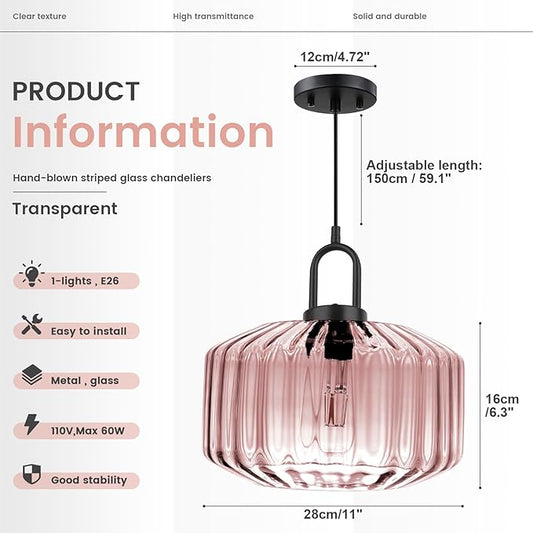 Lighting Mid Century Modern Pendant Lighting Large Glass Shade Pink Globe Pendant Lights Kitchen Ceiling Hanging Light Farmhouse Vintage Hanging Lights Adjustable Cord Light Fixture