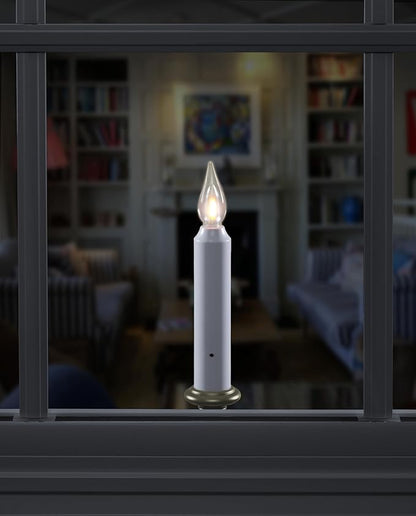 VC1820A 8.5 inch Battery Operated Vintage Filament LED Flameless Window Candle with Dusk to Dawn Timer and 3 Flame Settings, Antique Bronze/Black