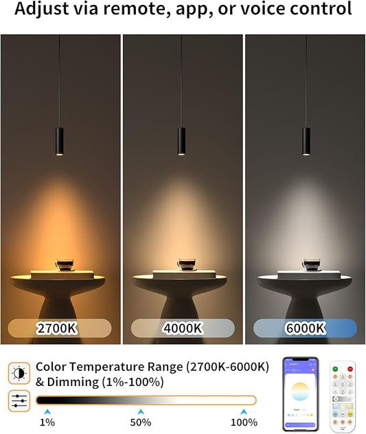LED Spotlight Pendant Downlight Lamp Head, 24V Magnetic Track Lighting Pendans Light, 7W LED Lamp,Smart Control via App, Remote & Voice, Dimmable & CCT 2700K-6000K, Beam Angle 24°