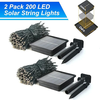 JMEXSUSS 2 Pack Solar String Lights Outdoor Waterproof, Total 400 LED 151FT Solar Christmas Lights Outdoor, 8 Modes Christmas Light for Outside Patio Yard Tree Decorations, Blue